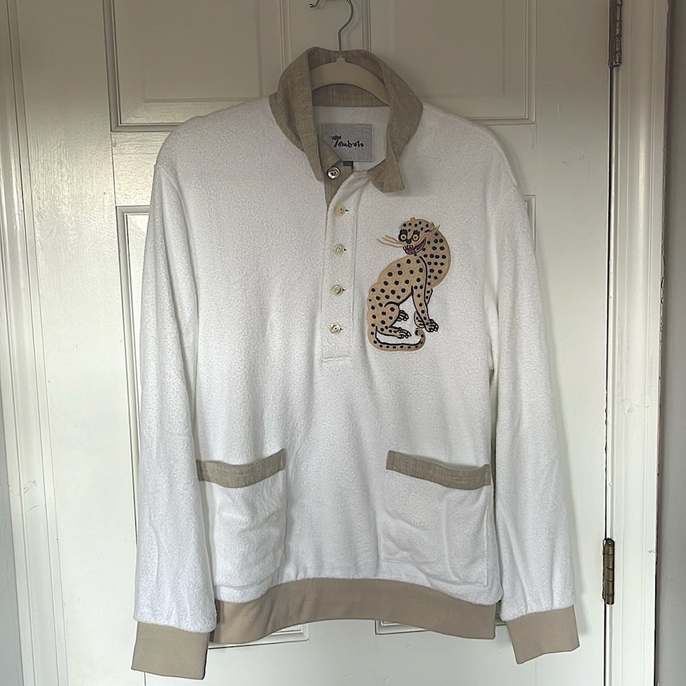 M • Tombolo Sun Leopard Cabana Long-Sleeve Shirt Top - LIKE NEW